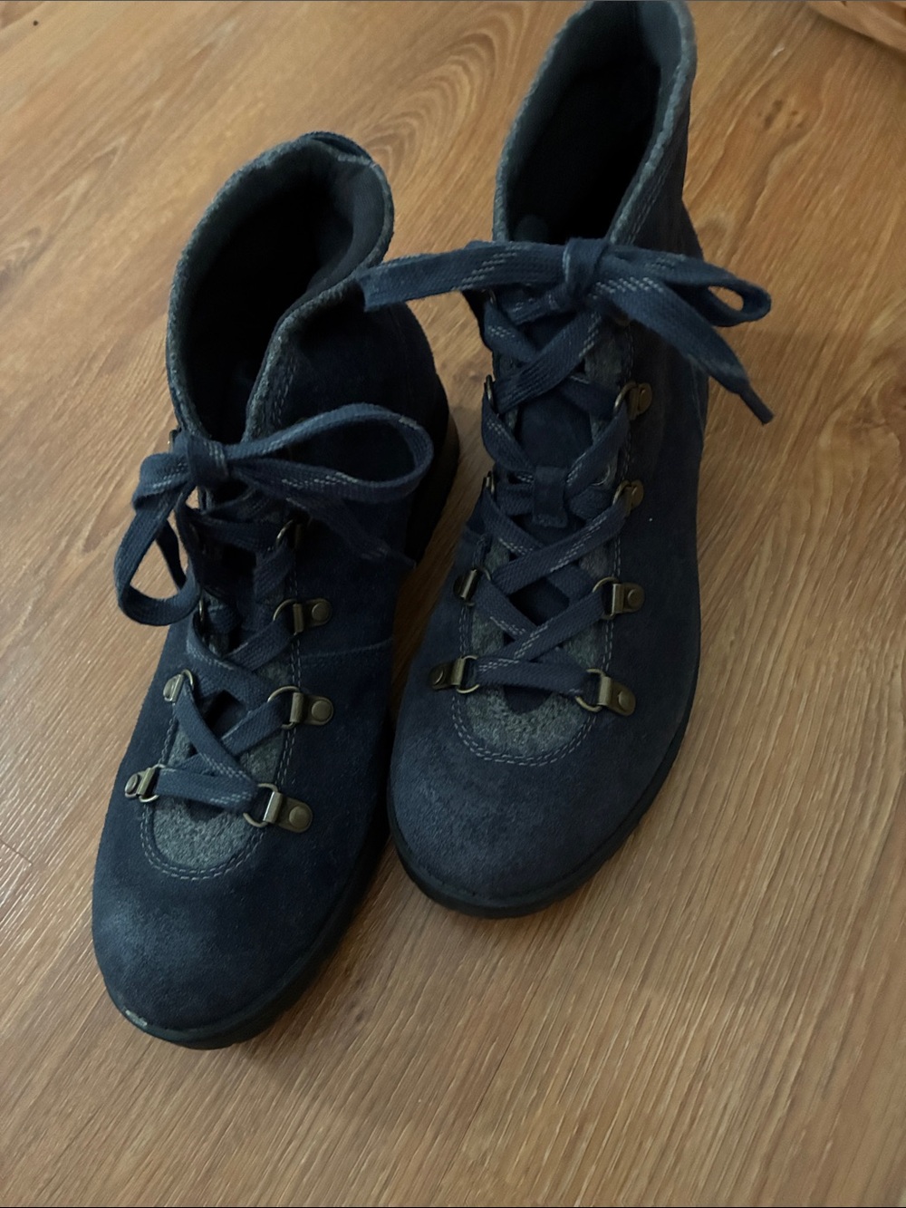 Clarks Navy Suede Waterproof Lace-Up Ankle Boots